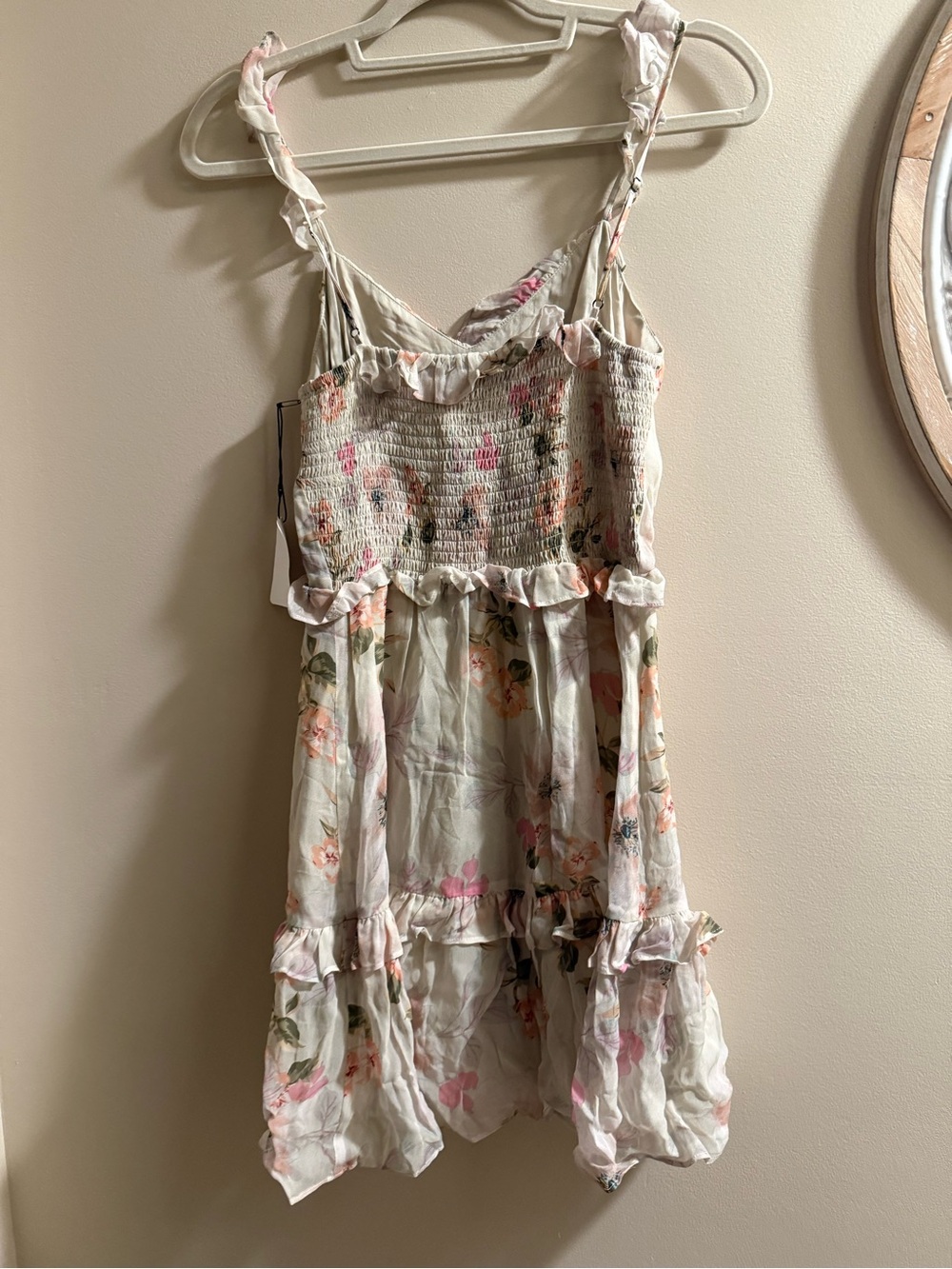 Floral Ruffle Mini Dress - Pink & Cream - Picture 5 of 8